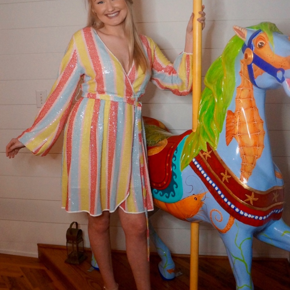 Sequin Multi Color Long Sleeve Mini Dress